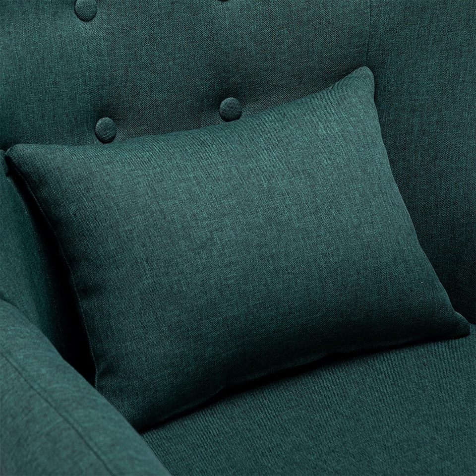 image 1 of Winslow Wing Back Fabric Occasional Button Back Armchair w Footstool (Green)