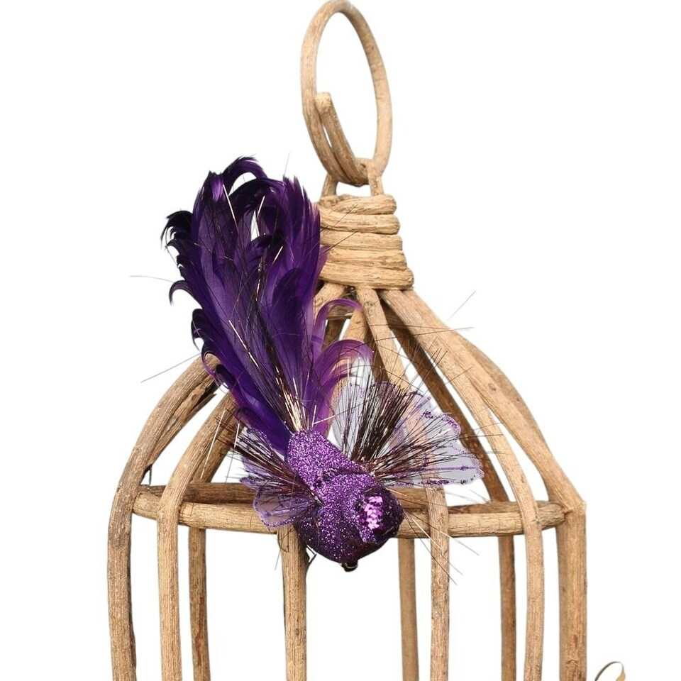 image 1 of Decorative Purple Fantasy Bird With Clip - 15cm