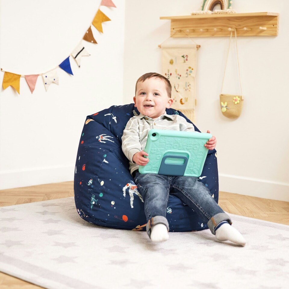 image 1 of icon Kids Lost In Space Bean Bag Chair Navy Blue Childrens Bean Bags Blue | Blue