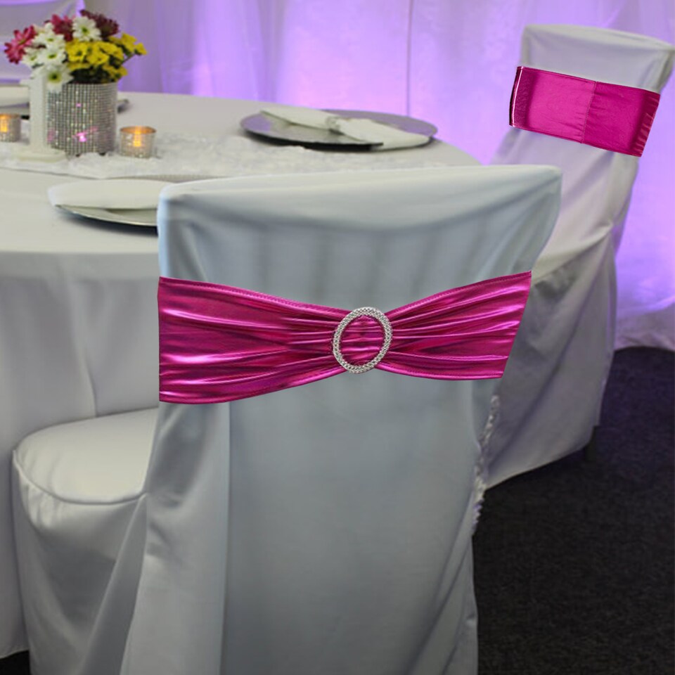 image 1 of 36cm x 13cm Synthetic Fabric Shiny Chair Band with Buckle - 10pcs