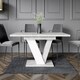 image 4 of Extendable Dining Table White Pedestal V Leg Concrete Marble Grey Stone Effect Top 120-160cm Modern Kitchen 6 8 Seater  - Bai