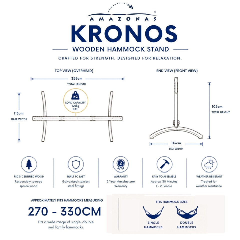 image 1 of Amazonas Wooden Garden Hammock Stand – Kronos