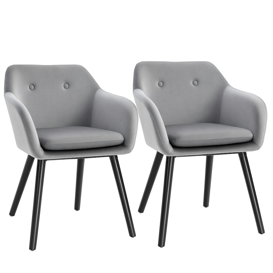 image 1 of HOMCOM Modern Upholstered Fabric Bucket Seat Dining Armchairs Set of 2 Grey