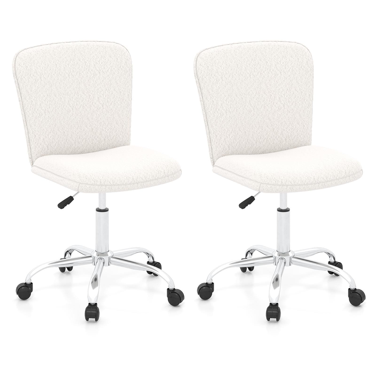 COSTWAY Height-adjustable Ergonomic Chair Office Desk Chair w/ Wheels-White