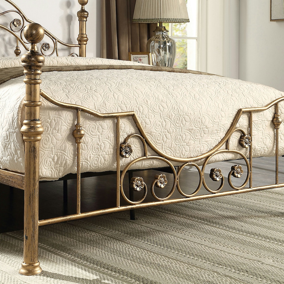 image 1 of Letchworth Vintage Victorian Style Antique Brass Metal Bed Frame (King) | Bronze | Brass | King