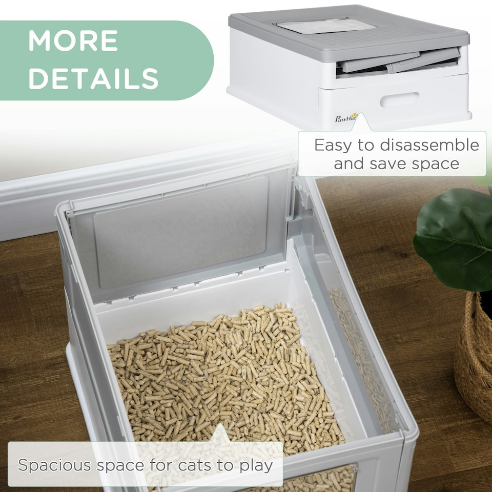 image 1 of PawHut Hooded Cat Litter Box, Pet Toilet w/ Scoop, Tray - Grey