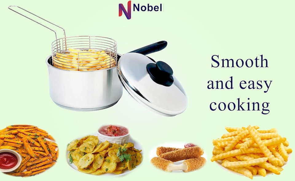 image 1 of Stainless Steel Chip Pan with Basket And lid -Silver 20 cm-3 Litre