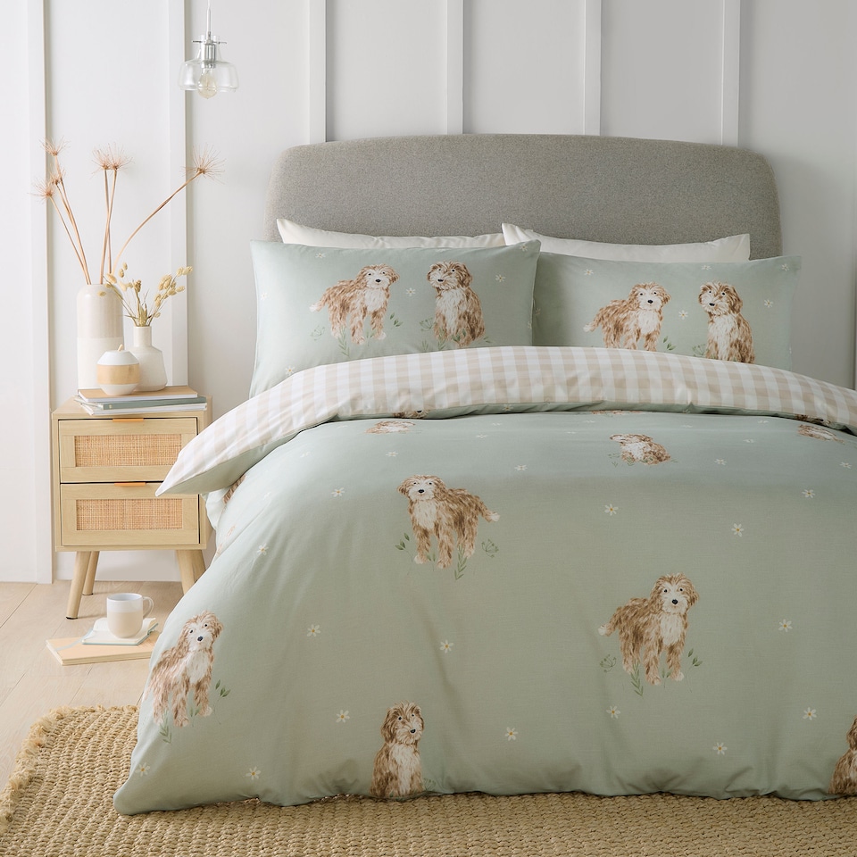 image 1 of Fusion Hattie The Cockapoo Duvet Cover Set Green