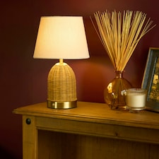 RECHARGEABLE RATTAN TABLE LAMP Brown