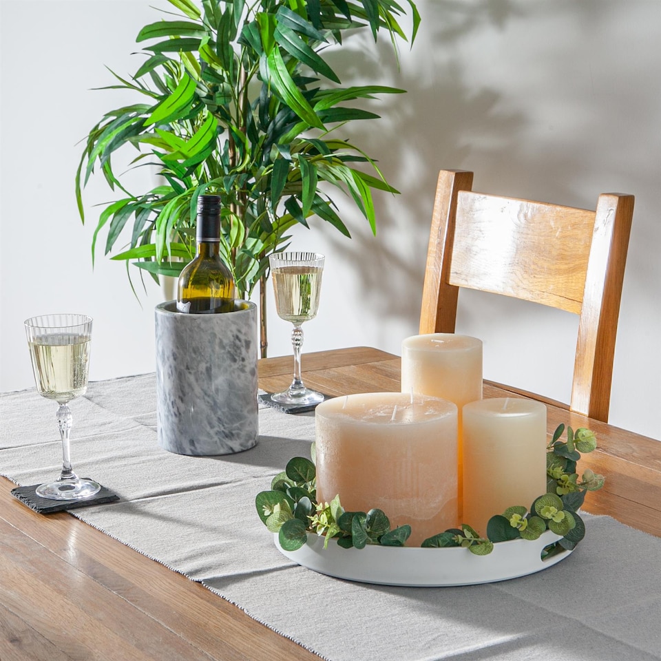 image 1 of Argon Tableware Serving Tray - 33cm - Round Tray Metallic Decorative Breakfast Tray Melamine Food Tray | White | White | One Size | 1