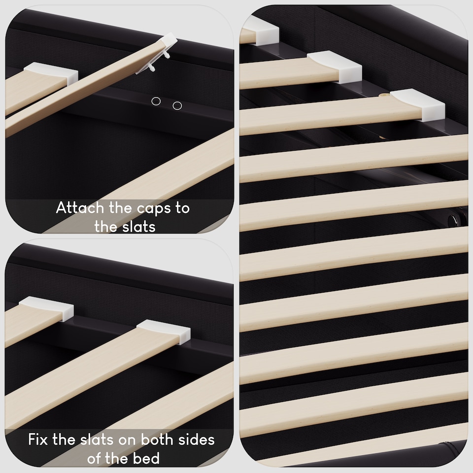 image 1 of Vida Designs Lisbon 4ft Small Double Size Ottoman Bed Storage Faux Leather, Black, 120 x 190cm