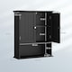 image 2 of COSTWAY Bathroom Wall Mounted Cabinet Wooden Cabinet Black