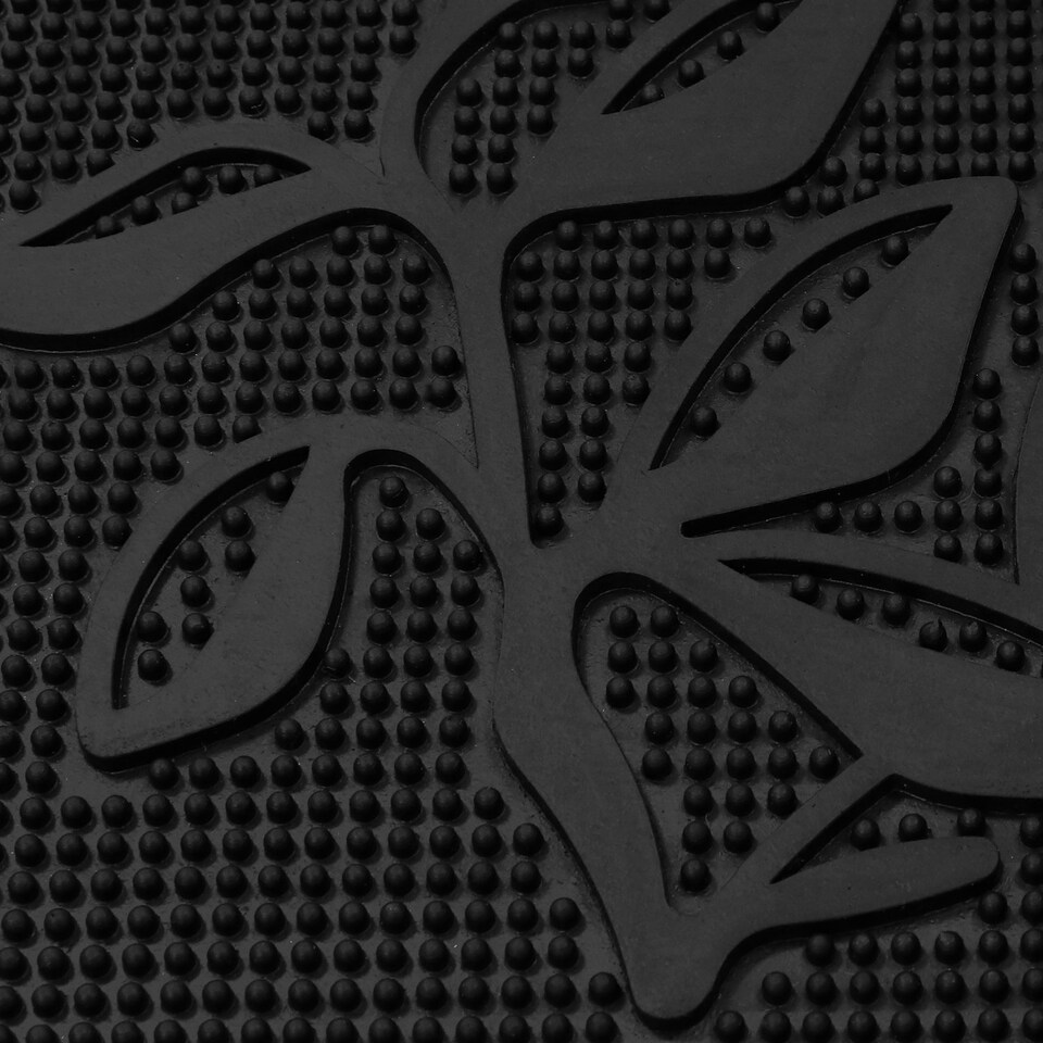 image 1 of JVLFoliage Rubber Scraper Doormat and Patio Mat Set, Black