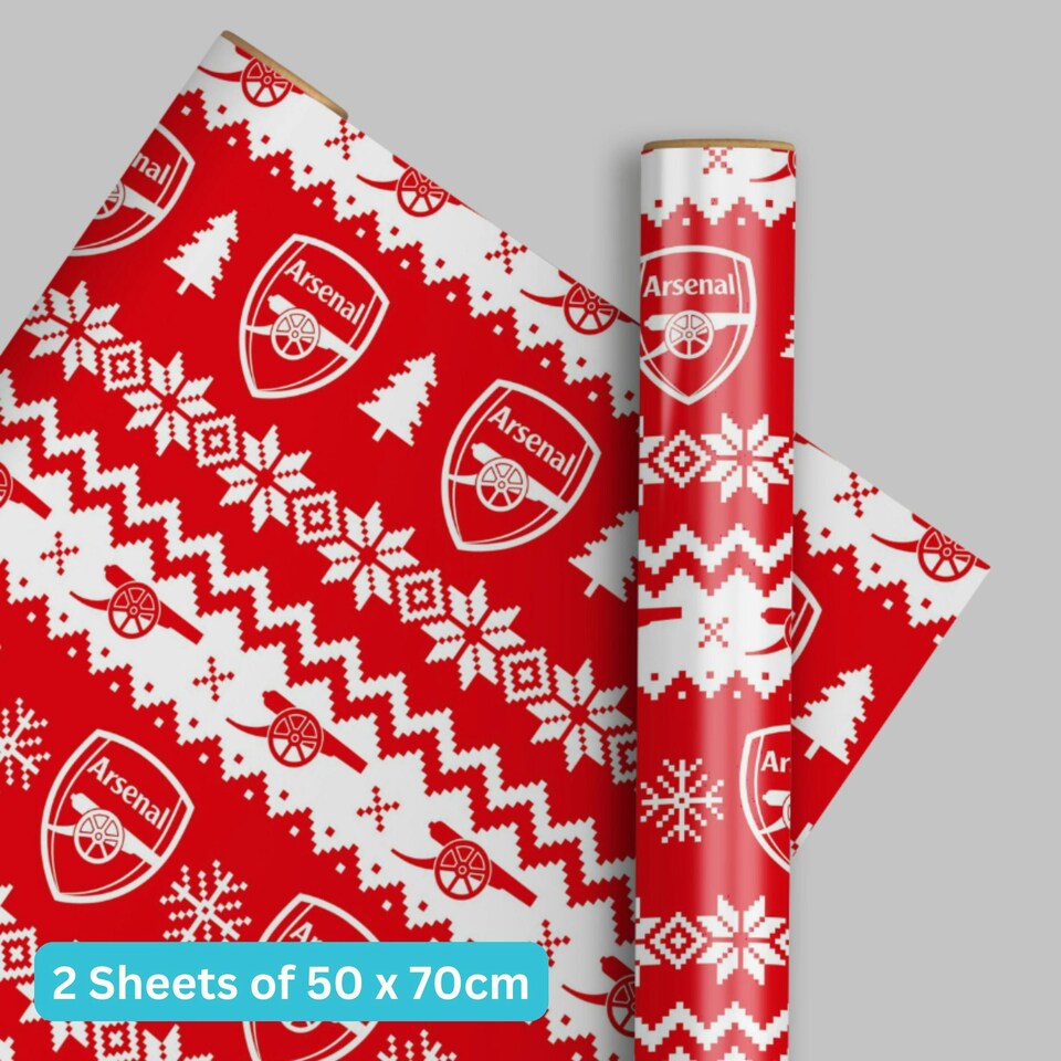 image 1 of Arsenal FC Christmas 2 Sheets & 2 Tags Gift Wrap