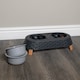 image 4 of 16cm x 9cm Grey Plastic Raised Double Pet Bowl Feeding Station with Stand