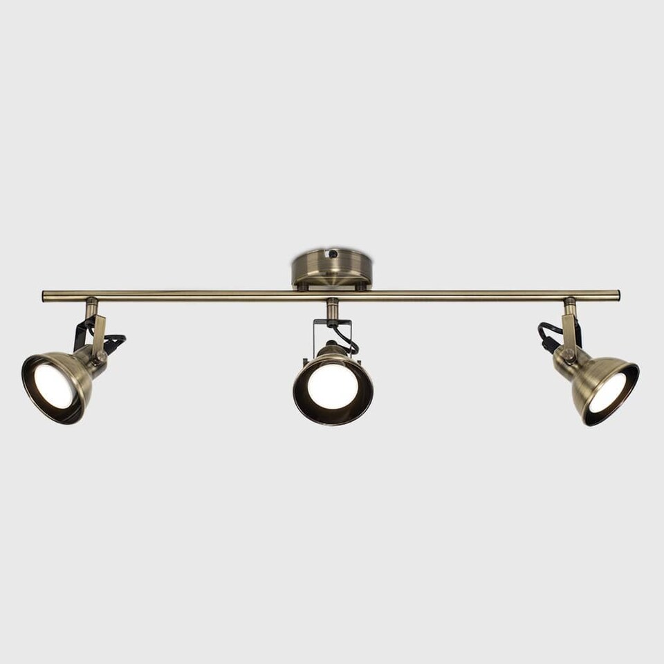 image 1 of ValueLights Brunel 3 Way Gold Ceiling Bar Spotlight | Gold