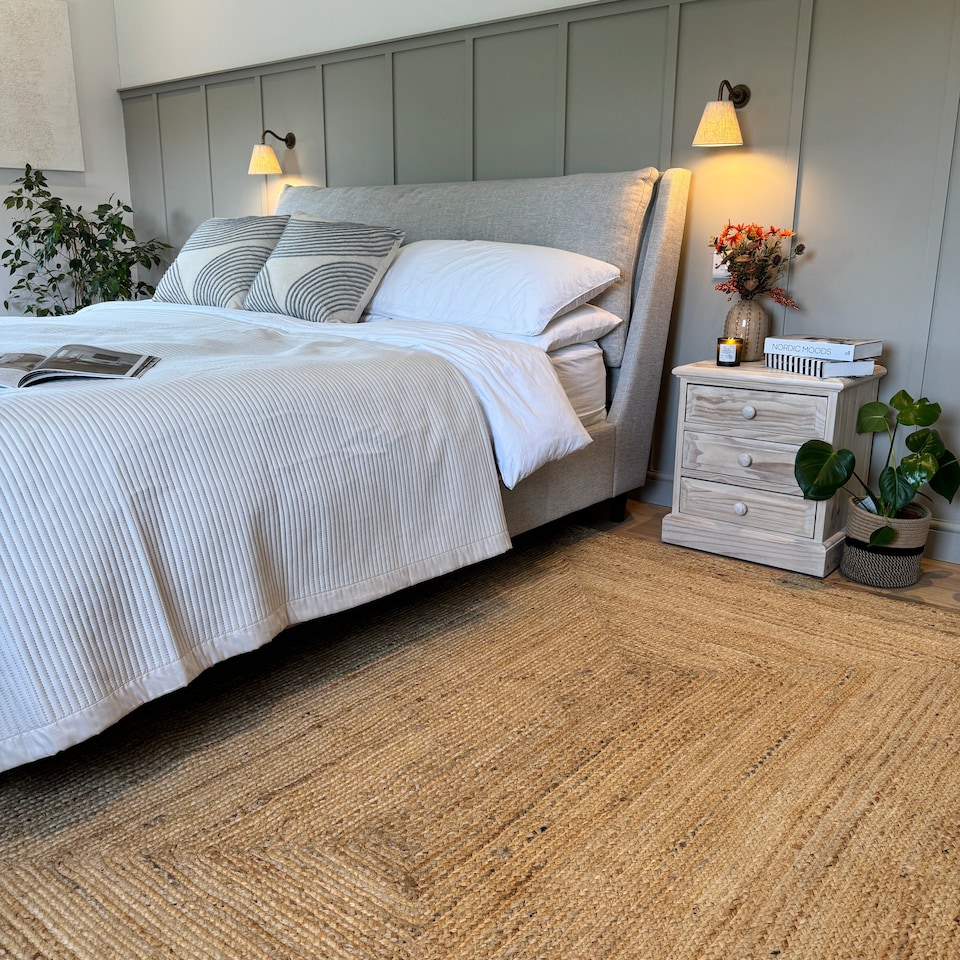 image 1 of KUKOON Classic Natural Handwoven Braided Jute Fireside Living Area Rug 190cm x 280cm