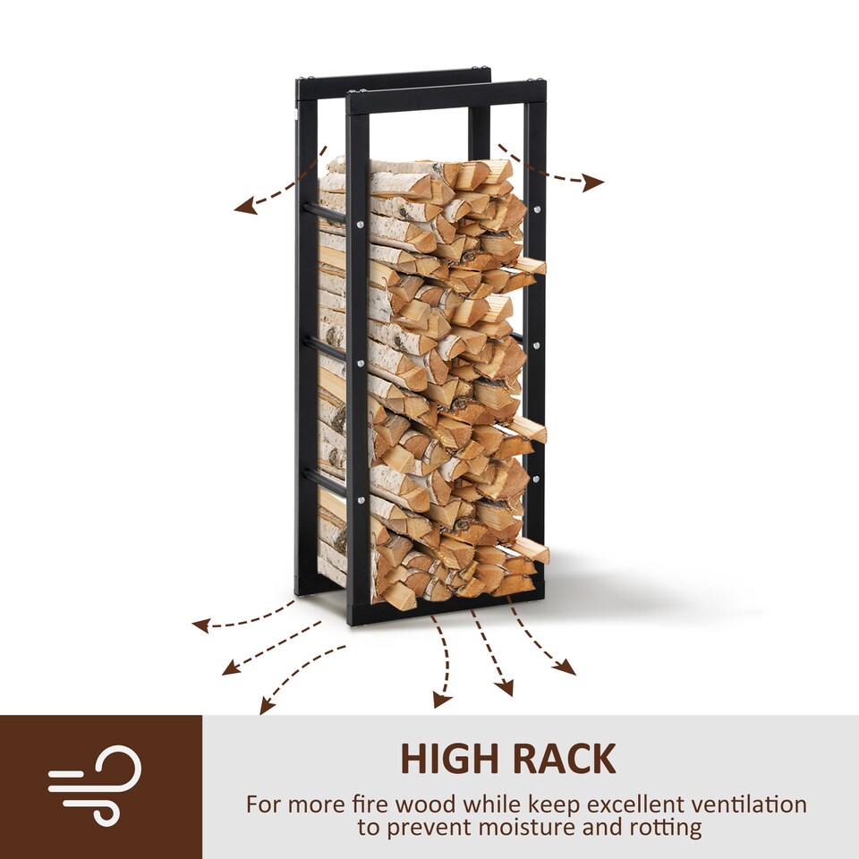 image 1 of HOMCOM 100cm Metal Firewood Log Holder Rack Elevated Design, Base Side Rails