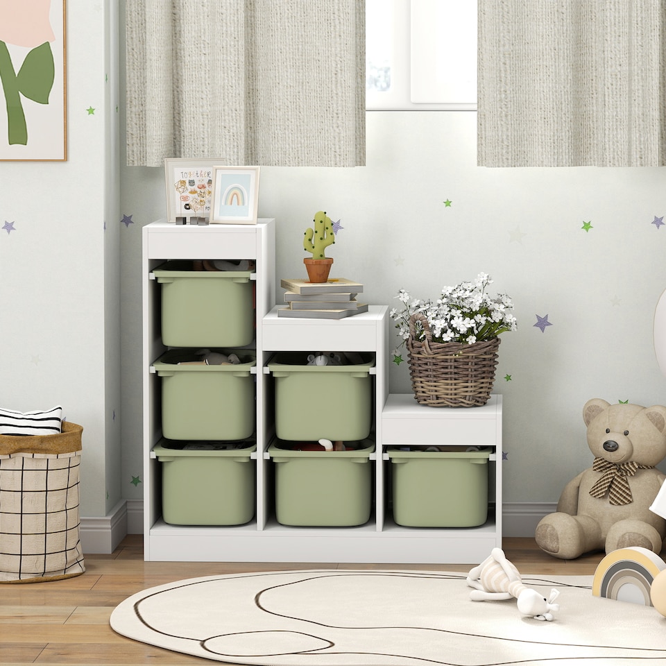 image 1 of AIYAPLAY Kids Toy Storage Unit with Removable Bins, for 3-8 Years, Green