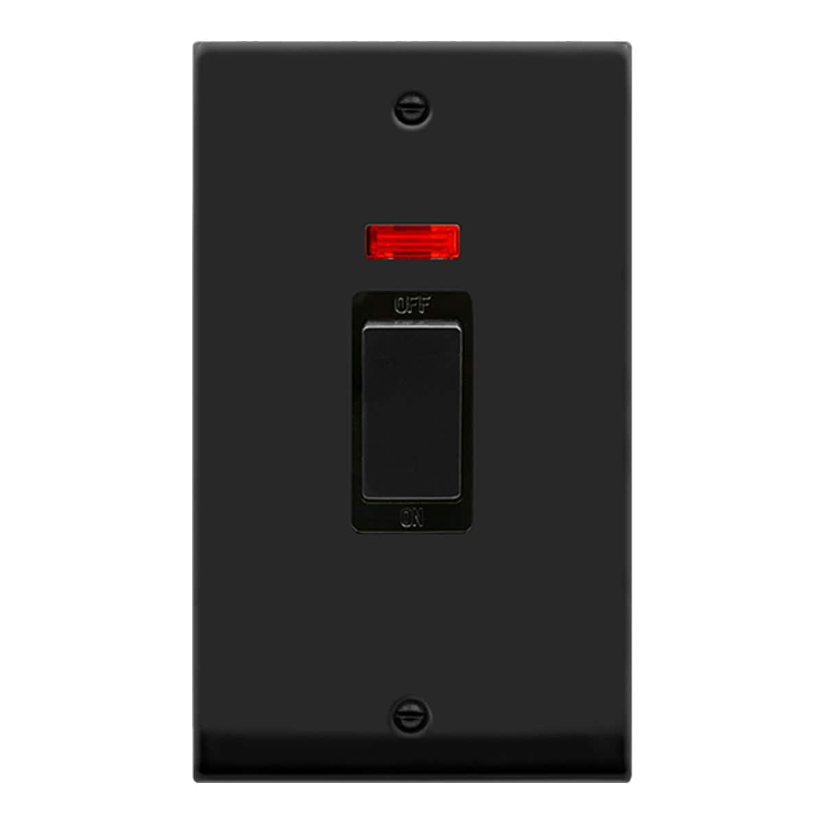 SE HOME Matt Black 2 Gang Ingot Size 45A Switch With Neon Black Matt Black