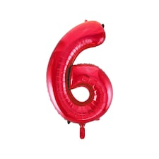 Unique Party 6 Glitz Number Balloon - Red - One Size