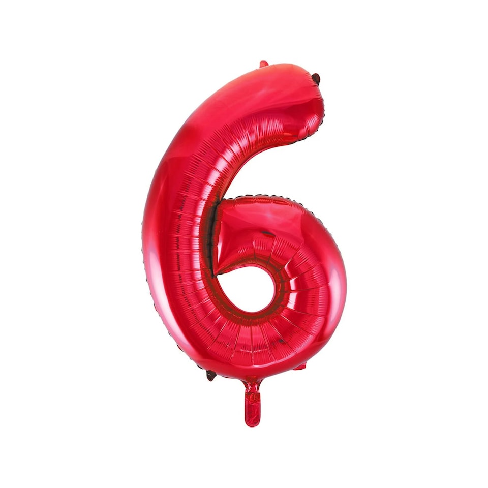Unique Party 6 Glitz Number Balloon - Red - One Size