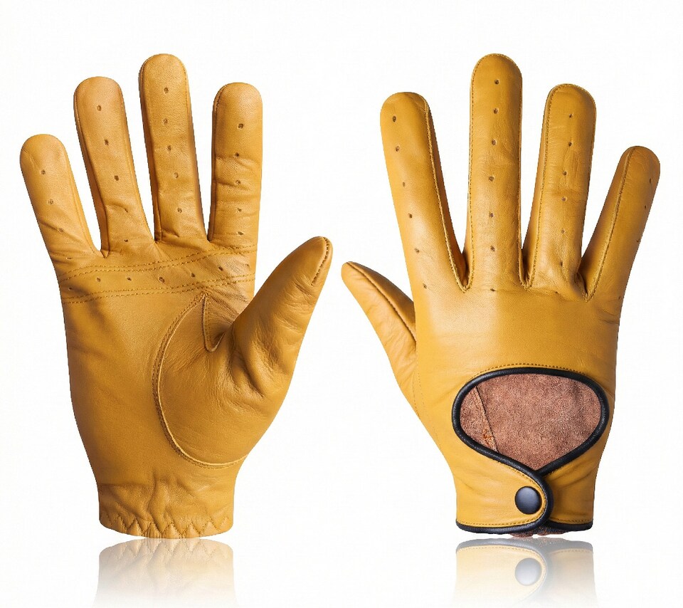image 1 of Car Driving Leather Gloves Premium Nappa Leather Bus Working | Cream
