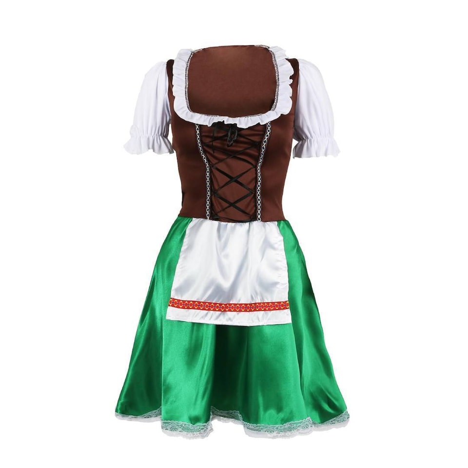 image 1 of Womens Bavarian Oktoberfest Beer Maid Costume Brown Green Fancy Dress Party Outfit For Adults