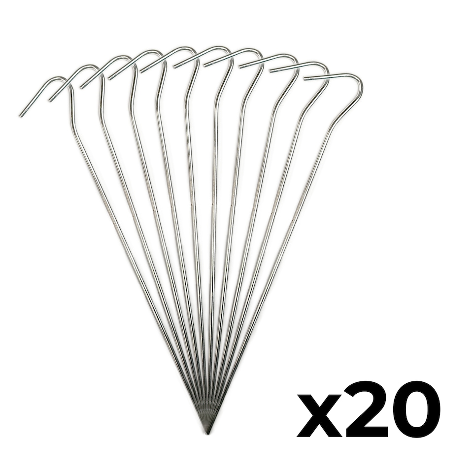 image 1 of KCT 20 pc Galvanised Steel Tent Pegs Heavy Duty Camping Ground Stakes 9"