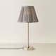 image 4 of ValueLights Maeve Dark Grey Pleat Faux Silk Scallop Shade Chrome Bobbin Table Lamp & Bulb | Silver