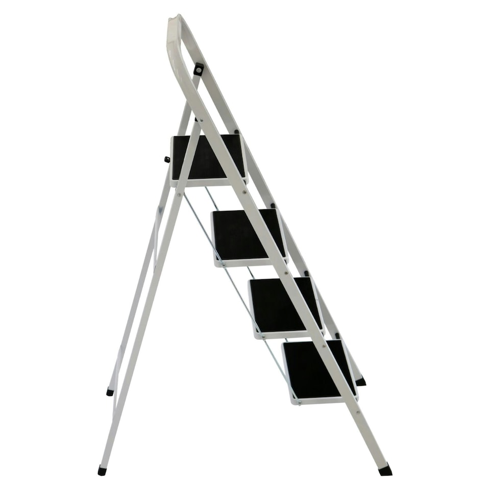 image 1 of Oypla Foldable 4 Step Ladder Stepladder Non Slip Tread Safety Steel Step White