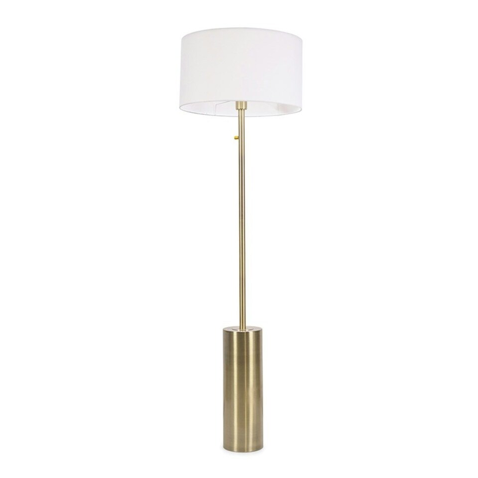 image 1 of ValueLights Lexy Antique Brass Dimmable Floor Lamp White Shade | White