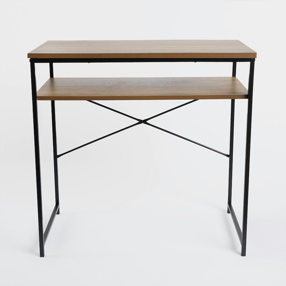 image 1 of OHS Wooden Home Office Shelving Modern Side Table Workstation Desk - Natural