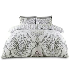 VELVETIO Margaux Printed Duvet Cover Set Reversible Polycotton Easy Care Beddings Grey | Charcoal | King