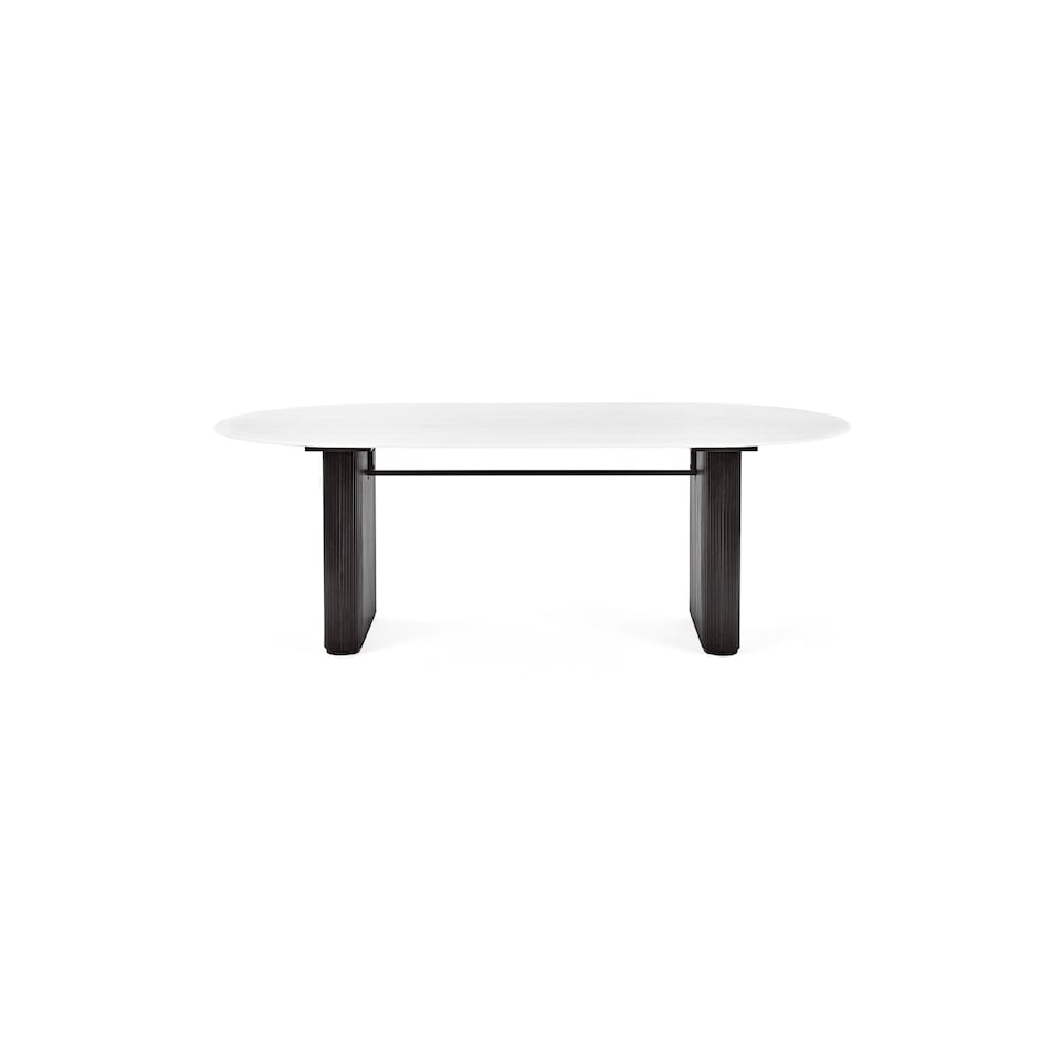 image 1 of Bolivia 220cm White Stone Effect Oval Dining Table