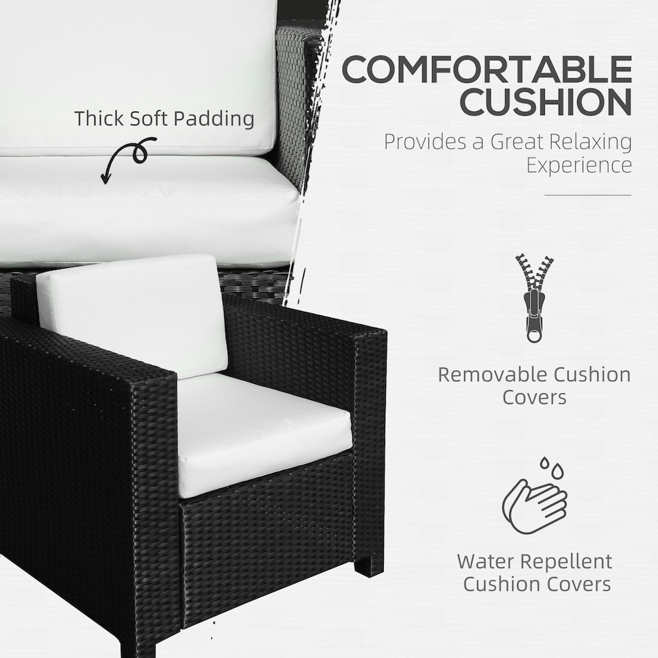 image 1 of Outsunny Garden Patio Rattan Wicker Furniture Single Cube Chair Sofa Outdoor Black