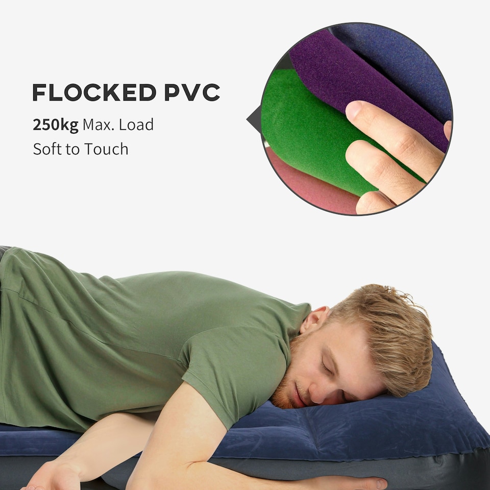 image 1 of Outsunny King Inflatable Mattress with Electric Pump and Integrated Pillow