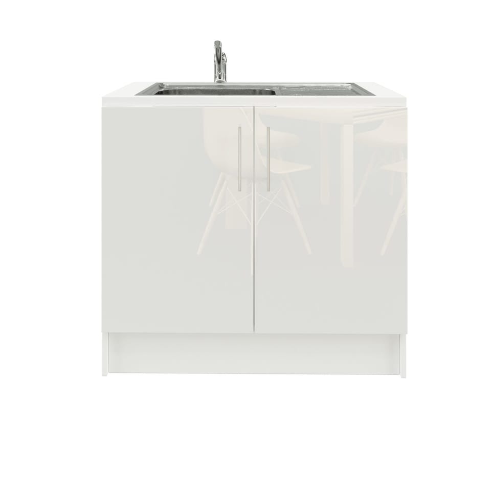 image 1 of JD Greta 1000mm Utility Room Sink Unit With Tap, Kitchen Base Cabinet - White Gloss | White