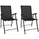 image 1 of Outsunny Folding Garden Chairs Set with High Back, Armrests | Black | Black | Not provided
