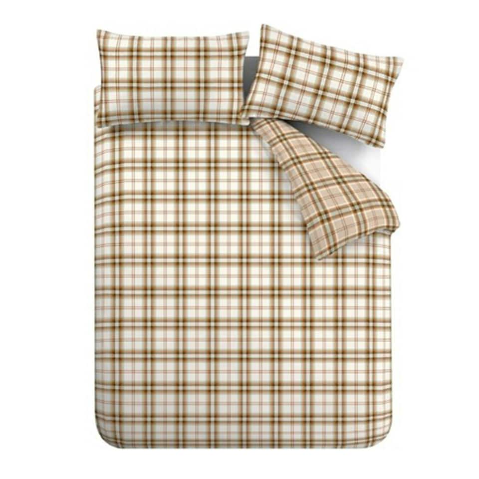 image 1 of Catherine Lansfield Kelso Check Reversible Duvet Cover Set Burnt Orange Orange | Burnt Orange | King