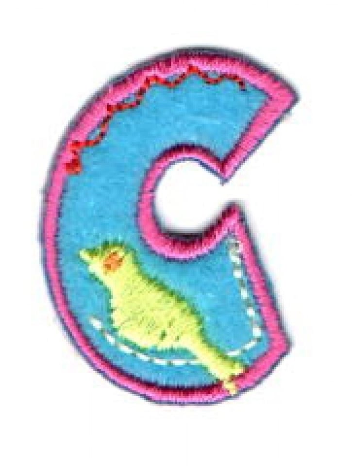 Assorted Colours: Letter C Alphabet Patch Motif for Dressmaking - each