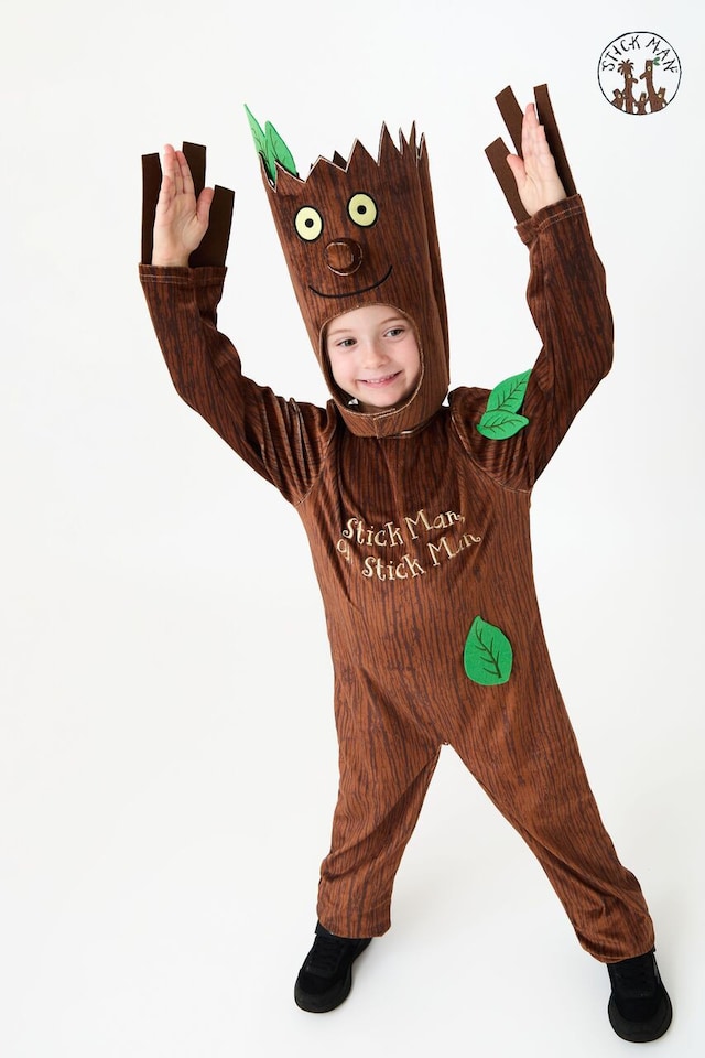 image 1 of Officially Licensed Stickman Unisex Kids Full Suit Costume - World Book Day, Dress-Up, and Role Play - Ages 3-8 | Brown | Brown | 6-8 years