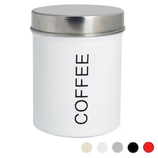 Harbour Housewares White Round Metal Kitchen Coffee Canister Kitchen Caddy Kitchen Storage Containers Canisters