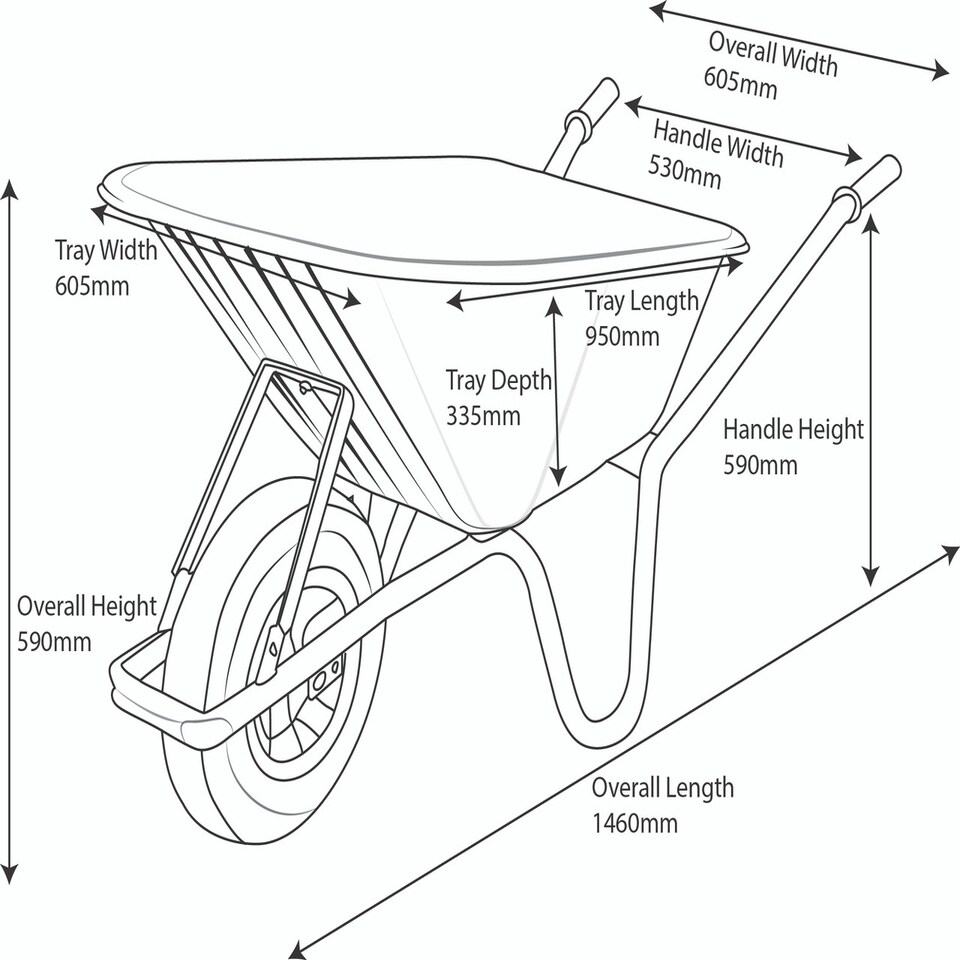 image 1 of Big Mucker Wheelbarrow - 120kg/100l Capacity, Strong Plastic Pan, Twin Handles, Pneumatic Wheel, Galvanised Steel Frame, Yellow