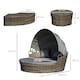 image 7 of Outsunny 5 PCs Cushioned Outdoor Plastic Rattan Round Sofa Bed Table Set Grey
