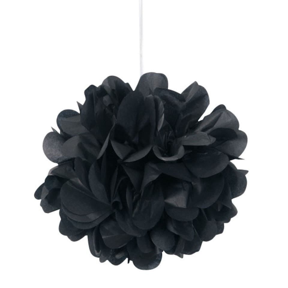image 1 of Pack of 3 Black Mini Puff Tissue Decorations