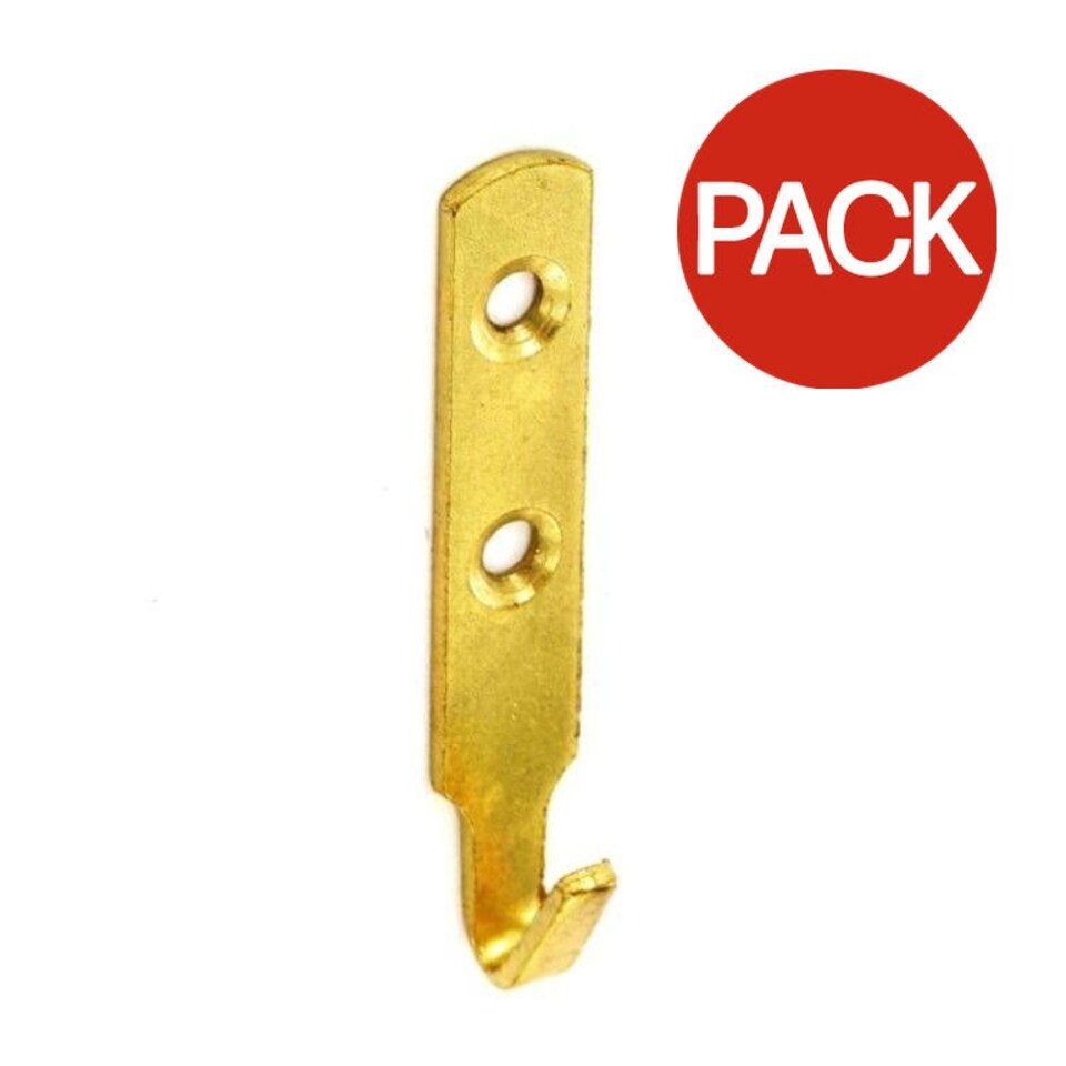 Securit Brass Plated Picture Hooks (Pack of 2) - Gold - One Size