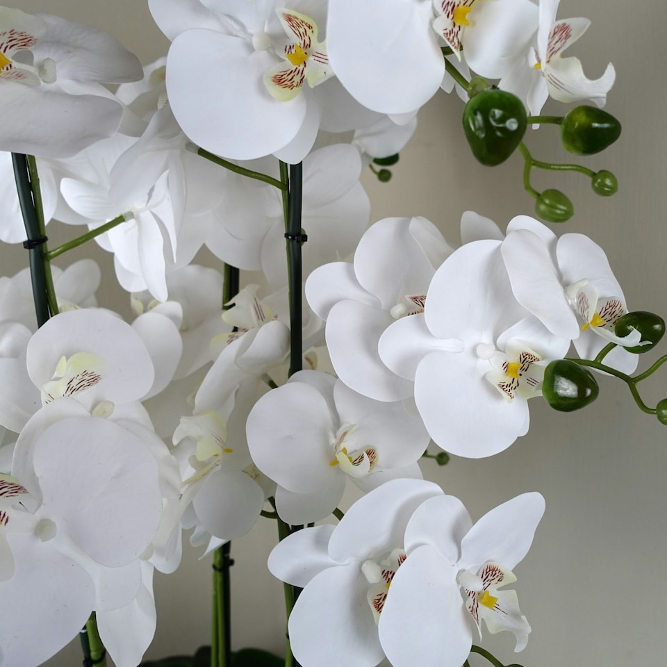 image 1 of 60cm Orchid Artificial White - Marble Effect  Ceramic Planter