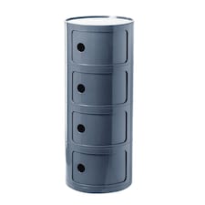 Living and Home Cylindrical 4-Tiered Plastic Storage Drawer Unit, Grey