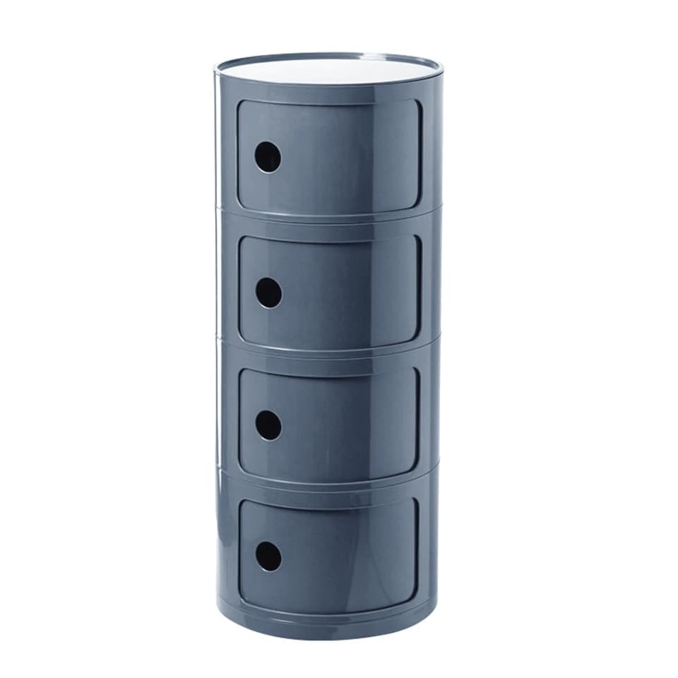 image 1 of Living and Home Cylindrical 4-Tiered Plastic Storage Drawer Unit, Grey